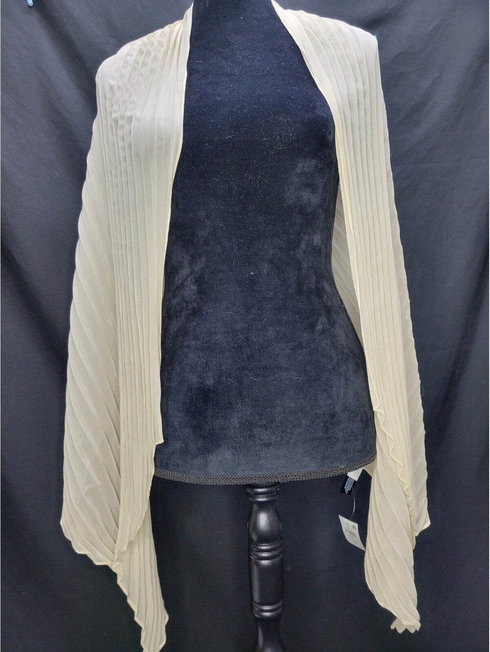 INC International Concepts Scarf Beaded Pleated Evening Wrap Champagne O/S NEW!!